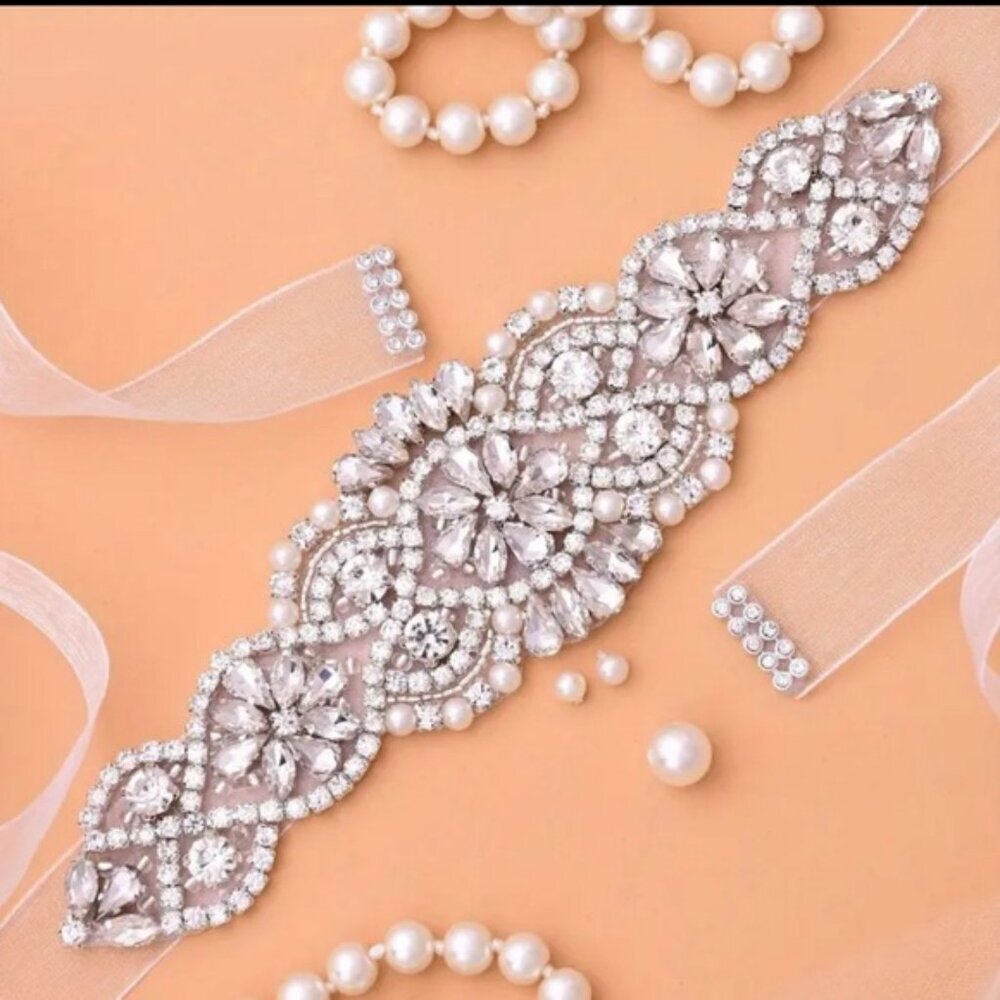 Wedding sash satin crystals brand new elegant